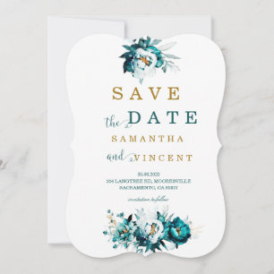 Save the Date Teal and Gold card