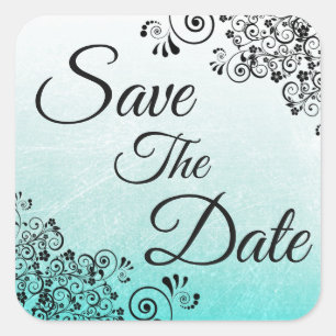 Save the Date Teal Textured Wedding Sticker