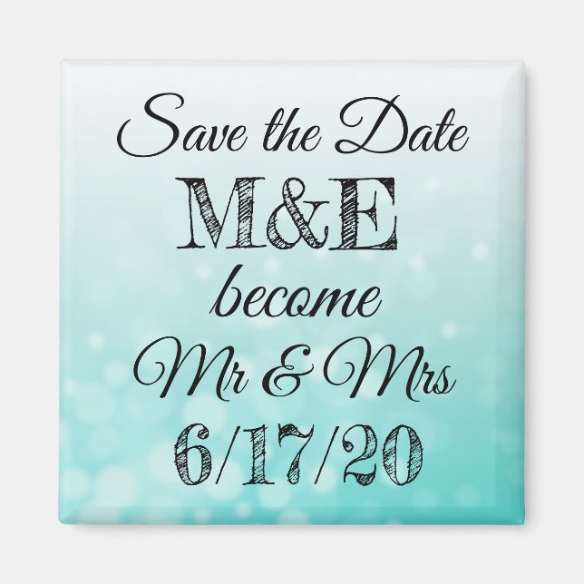 Save the Date Teal Wedding Magnet (Front)