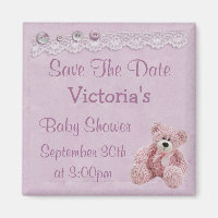 Save the Date Teddy Bear Baby Girl Shower