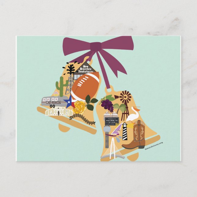 Save the Date Texas Wedding Bells Postcard (Front)