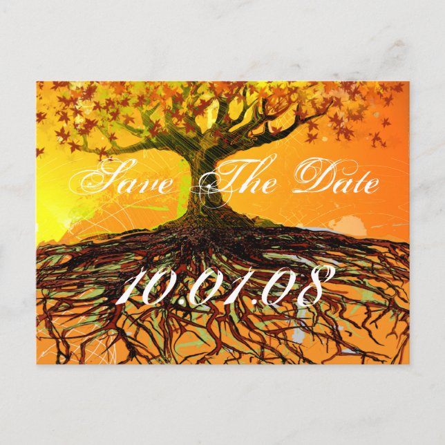 Save The Date Tree Roots of Love Announcement Postcard (Front)