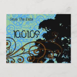 Save the Date- Tree Swirls Announcement Postcard