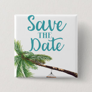 Save The Date Tropical Paradise 15 Cm Square Badge