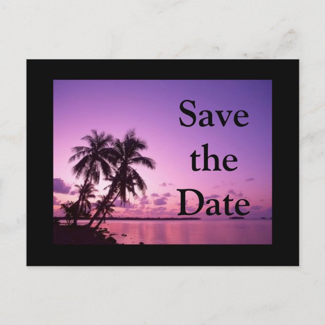 Save the date Tropical Purple Announcement Postcard (Front)