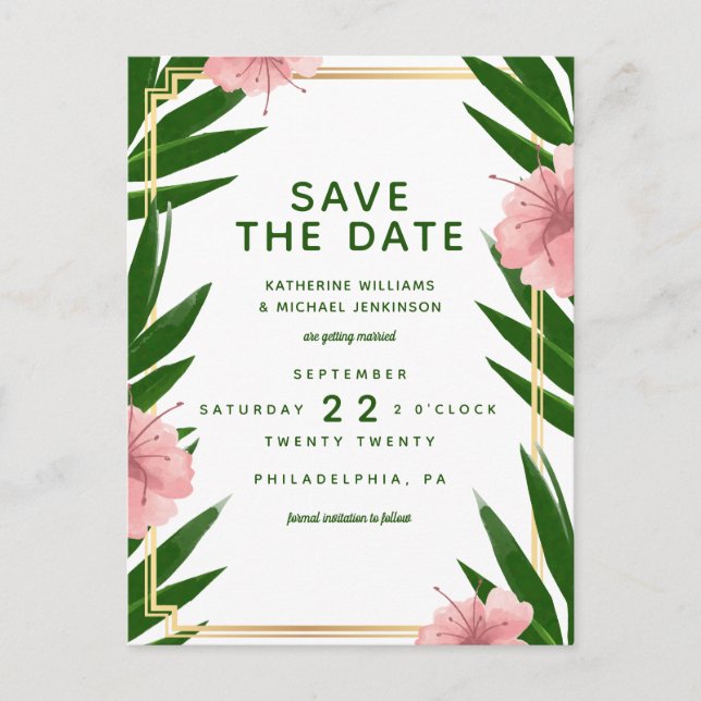 Save The Date | Tropical Wedding Postcard (Front)