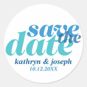 Save the date true blue wedding engagement seals