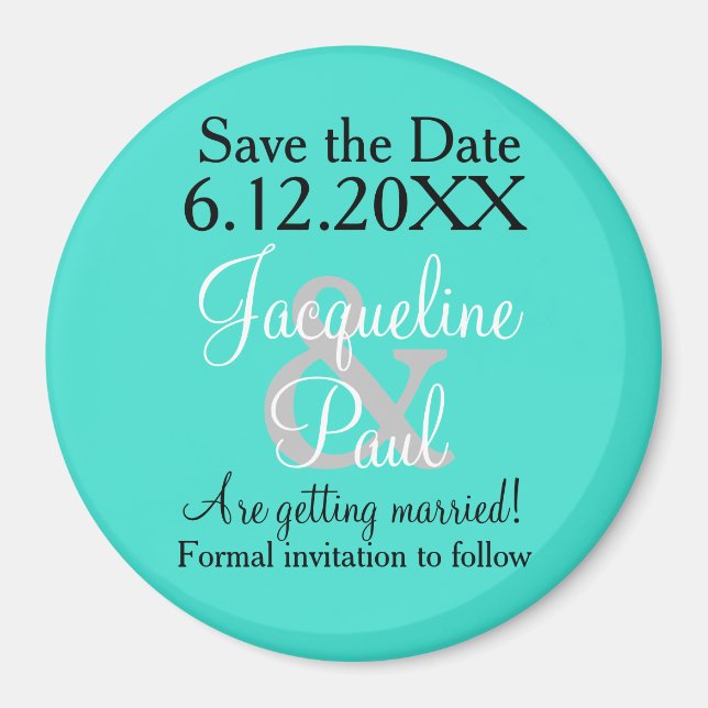 Save the Date Turquoise Magnets (Front)