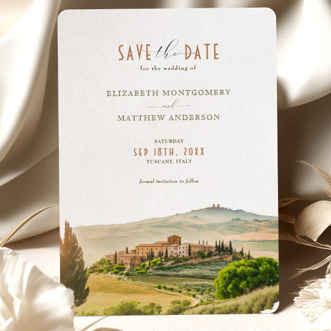 Save The Date Tuscany Watercolor Italy Destination Invitation (Creator Uploaded)
