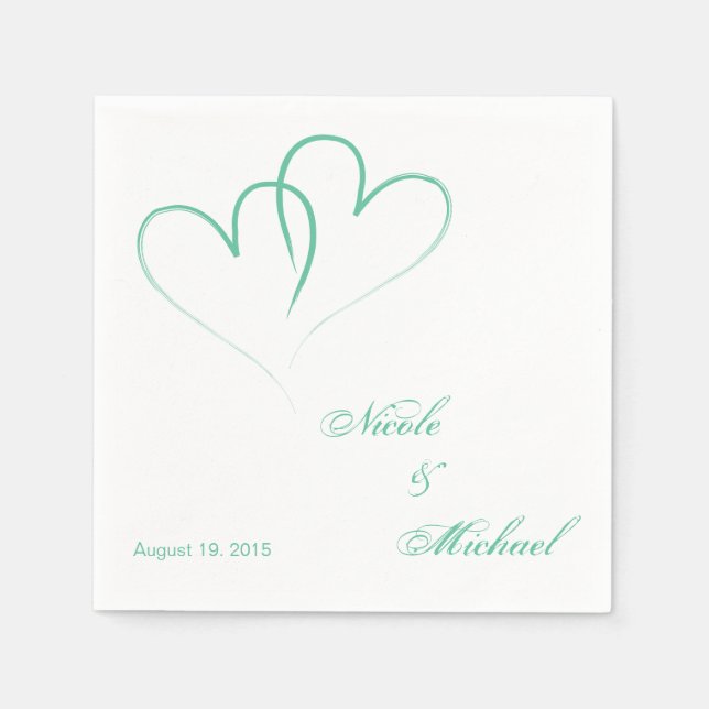 Save The Date - Two hearts intertwined Mint Napkin (Front)