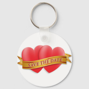 Save the date two hearts key ring