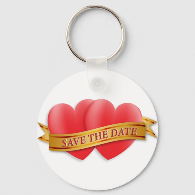 Save the date two hearts key ring (Front)