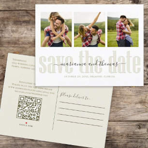 Save the Date Typography Photo Elegant Script Announcement Postcard