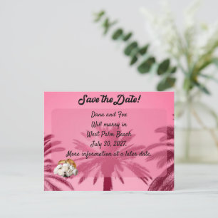 SAVE THE DATE Vibrant Tropical Pink Palms Postcard