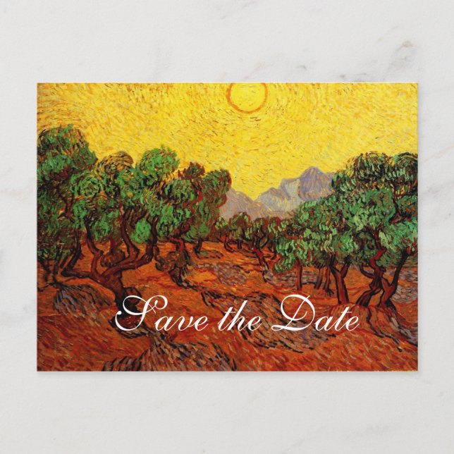 Save the Date,Vincent van Gogh Olive Trees Announcement Postcard (Front)