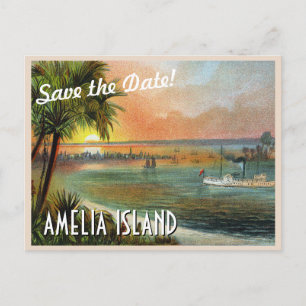 Save the Date Vintage Amelia Island Florida Postcard
