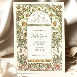 Save the Date Vintage Art Nouveau by Mucha Invitation