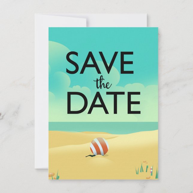 Save the Date Vintage Beach Invitation (Back)