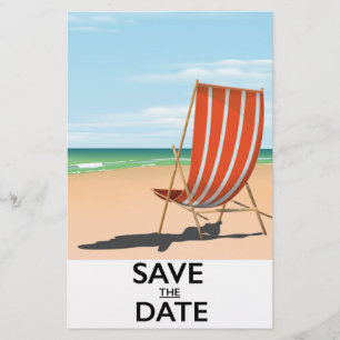 Save the date vintage beach poster stationery
