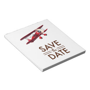 Save the Date vintage bi-plane Notepad