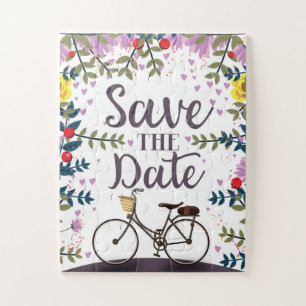 Save The Date Vintage Bicycle Jigsaw Puzzle