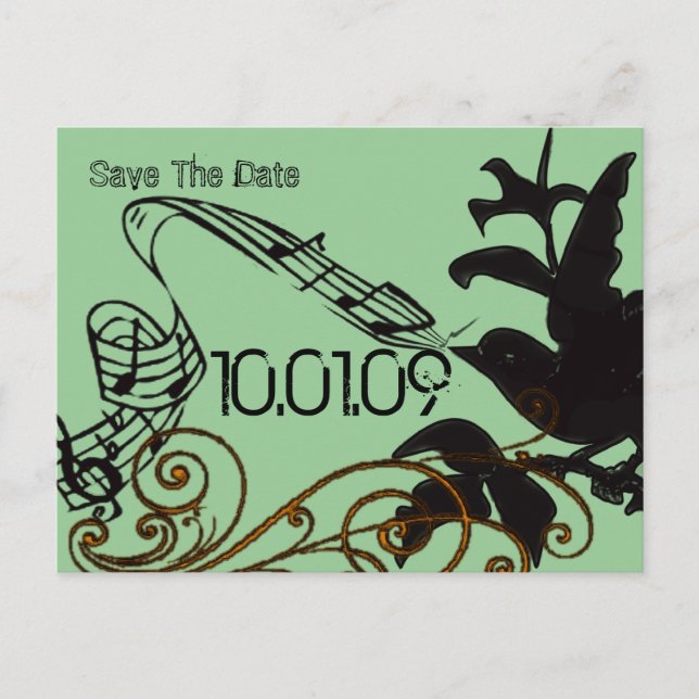 Save the Date Vintage Bird Silhouette Announcement Postcard (Front)