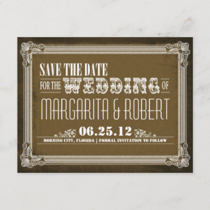save the date vintage brown invitations