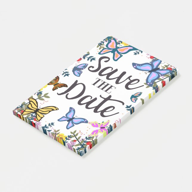 Save the Date Vintage Butterflies. Post-it Notes (Angled)