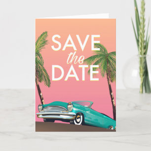 Save the Date Vintage convertible Car Note Card