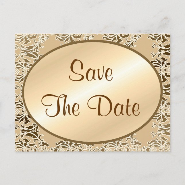 Save The Date Vintage Damask Postcards (Front)