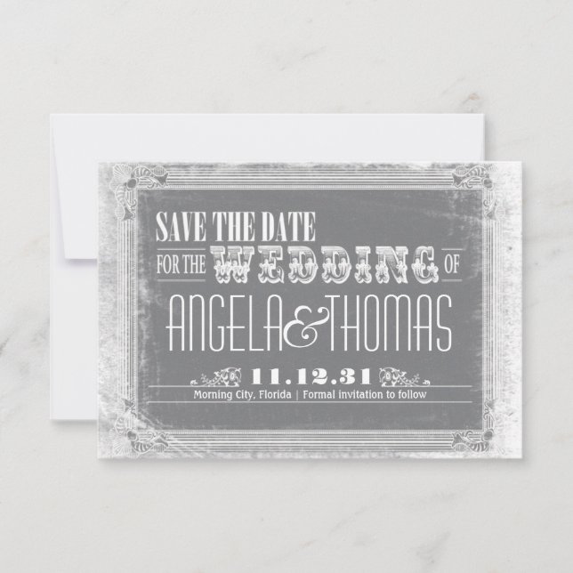 save the date vintage invitations (Front)