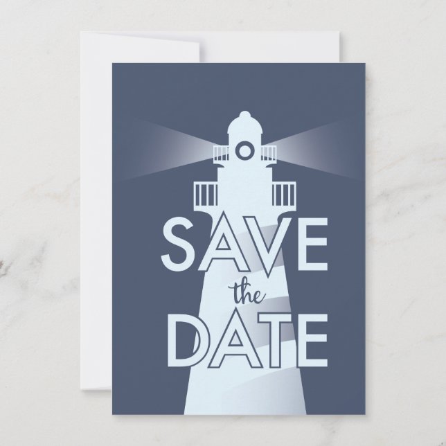 Save The Date Vintage Lighthouse Invitation (Back)