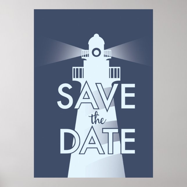 Save The Date Vintage Lighthouse Poster (Front)