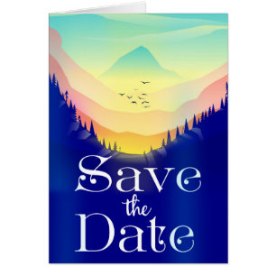 Save The Date Vintage Mystical Mountains.