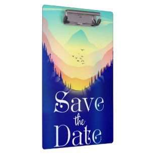 Save The Date Vintage Mystical Mountains. Clipboard