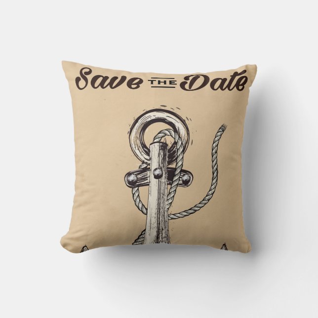 Save the Date vintage Nautical Anchor Cushion (Front)