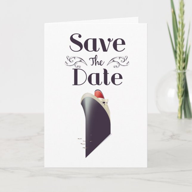 Save the Date Vintage Nautical invite (Front)