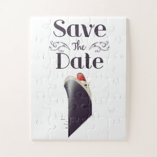 Save the Date Vintage Nautical invite Jigsaw Puzzle