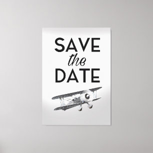 Save the Date Vintage Plane Canvas Print