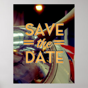 Save the Date vintage Prop Plane Poster