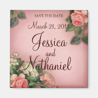 Save the Date Vintage Roses Magnet