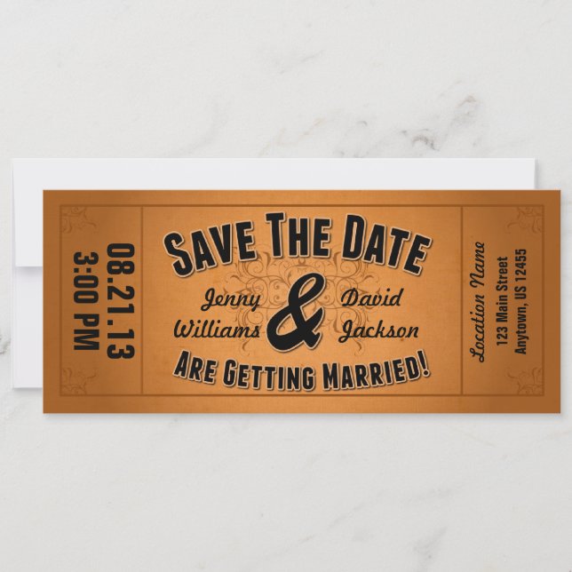 Save The Date: Vintage Ticket Date (Front)
