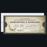 save the date vintage ticket typography invitation<br><div class="desc">typographic vintage ticket save the date invitations design</div>