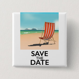 Save the Date vintage travel poster 15 Cm Square Badge
