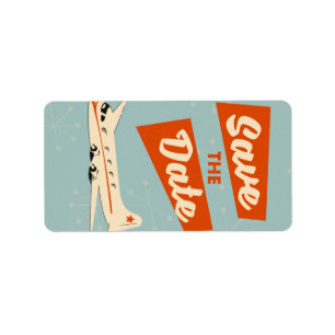 Save the Date vintage travel poster Label