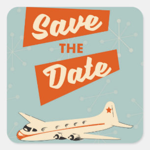 Save the Date vintage travel poster Square Sticker