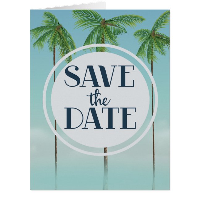 Save The Date Vintage Tropical Palms (Front)