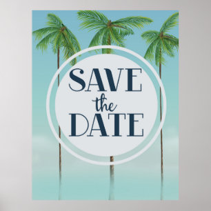 Save The Date Vintage Tropical Palms Poster