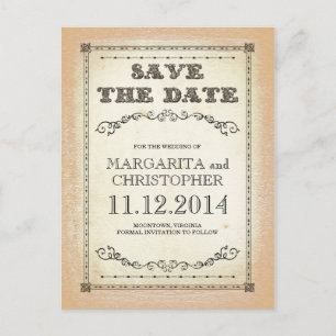 save the date vintage typography post cards