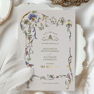 Save The Date Vintage Victorian Floral Wedding